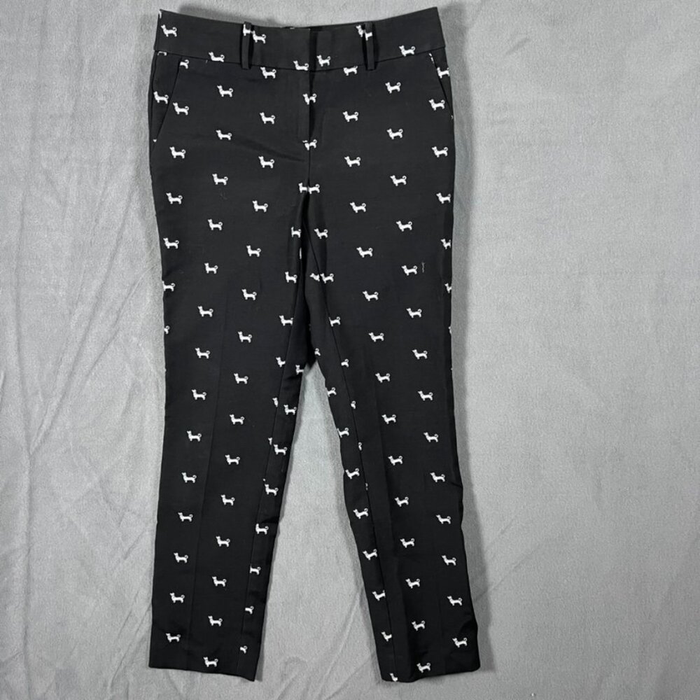 LOFT Marisa Slacks Trousers Dachshund Dog Print Pants Size 0 - Picture 1 of 7